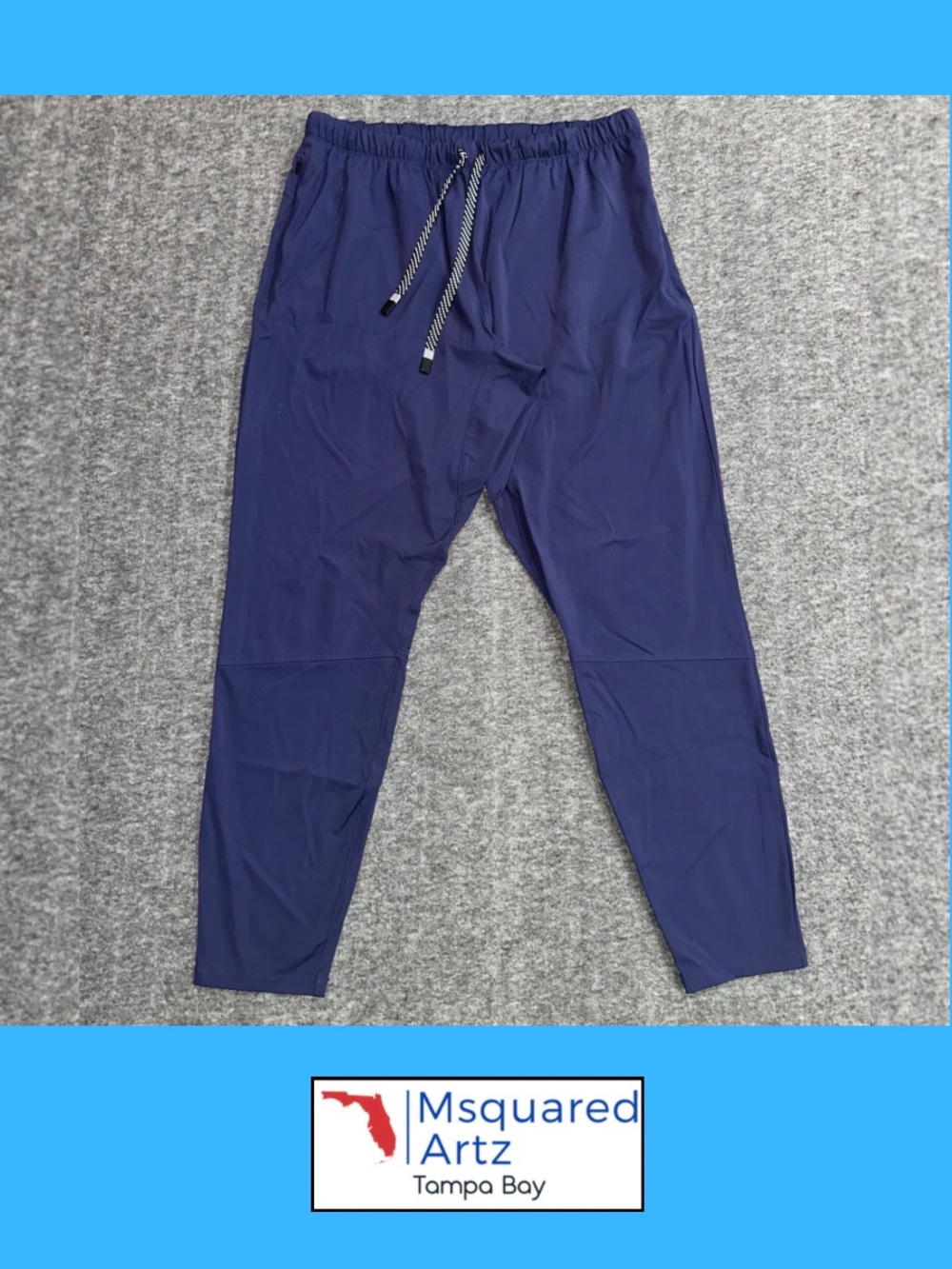 Fabletics Men’s Large Navy Stretch Athletic Jogger Pants Drawstring Tapered
